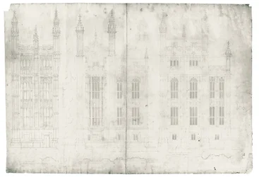 Tegning for Houses of Parliament, ca. 1836-40 (penn og blekk på papir)
