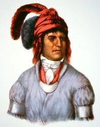 Ledagie, en sjef for Creek-folket, fra et maleri fra 1825 (fargelitho)