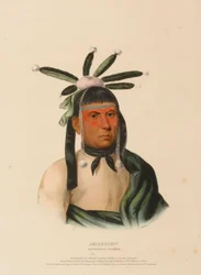 AMISKQUEW. EN MENOMINIE-KRIGER., fra Historien om indianerstammene i Nord-Amerika