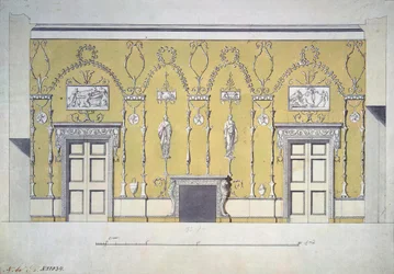 Design av Green Dining Room Great Palace i Tsarskoye Selo, tidlig på 1780-tallet