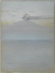Utsikt over Vesuv: Virkning kl. 11.25, 21. desember 1913 (pastell på gråblått vevd papir)