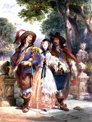 Utfordringen: en dame mellom to kavalerere, 1862