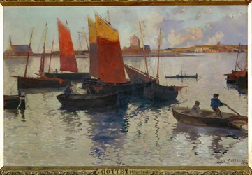 Kveldslys, havnen i Camaret (maleri på lerret)