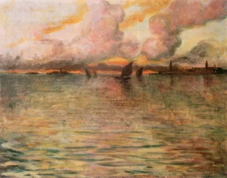 Havlandskap med fjern utsikt over Venezia, 1896