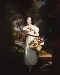 Liten jente med blomster Amelia Palmer, ca. 1830.