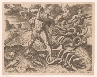 Hercules beseirer hydraen til Lerna Labours of Hercules etter Frans Floris (serietittel)