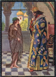 Forsideillustrasjon fra Children's Stories from Rumenian Legends av Moses Gaster (1856-1939) 1921