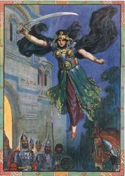 De ble alle urørlige der de sto, scene fra The Kingdom of Arapushka i Children's Stories from Rumenian Legends av Moses Gaster (1856-1939) 1921