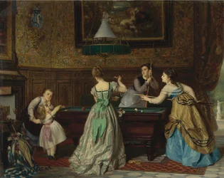 Damer som spiller biljard, 1869