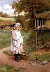Feeding the Rabbits (olje på lerret)