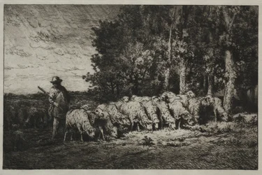 En flokk ved kanten av en skog, 1880.