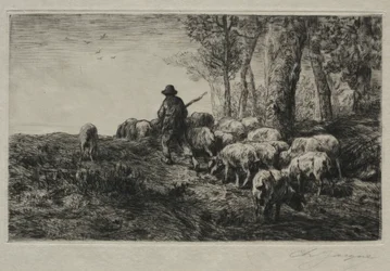 En flokk med svin, 1880.
