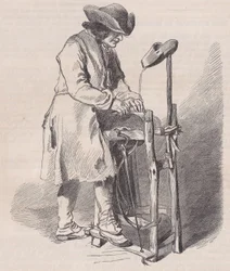 Louvre-museet, samling av tegninger, Le Remouleur, av Watteau, fra Magasin Pitto..., ca. 1852.