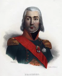 Portrett av Jean Baptiste (Jean-Baptiste) Bessieres (1768-1813), marskalk av Frankrike - Mauraisse, Charles Emile (1799-1852) - 1835 - Litografi, akvarell - 32x24 - Privat samling