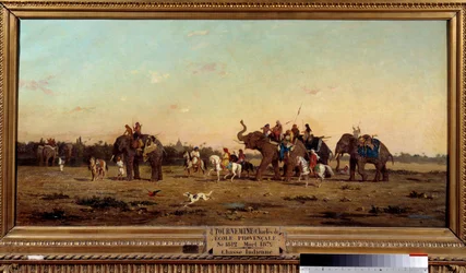 Indisk jakt. Maleri av Charles de Tournemine (1812-1872)
