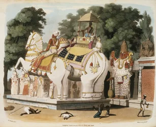 Innfødte hyller herskeren sin, gravert av Thomas Medland (1755-1823) 1803