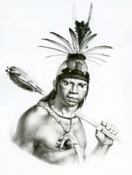 Sjef Camacan Mongoyo fra 'A Pitoresque and Historical Trip to Brazil' av Jean Baptist Debret, 1834