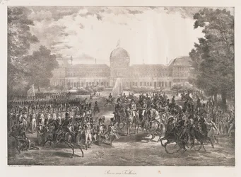Gjennomgang av Tuileriene, tidlig på 1800-tallet (litho)
