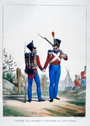 Uniform av et regiment av sveitsisk infanteri, Frankrike, 1823.