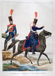 Uniform av et regiment av hesteartilleri, Frankrike, 1823.