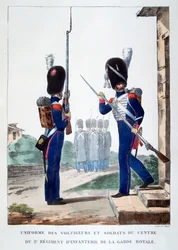 Uniformer av det andre infanteriet til den franske kongegarden, 1823.