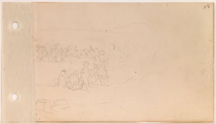 Pahtanka's (Big Head's Band) Gathering on Shore (høyre halvdel; blader 27 verso og 28 recto)