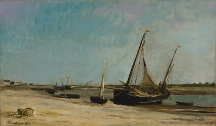 Båter på havkysten ved Étaples, 1871.