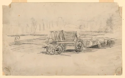 Tegning, en gårdsvogn, ca. 1850