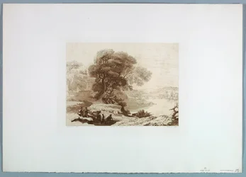 Tegning, Landskap (etter Claude Lorraine), 1849