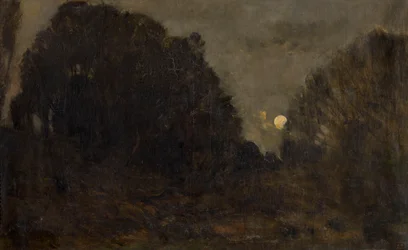 Måneoppgang ved Barbizon (olje på lerret)