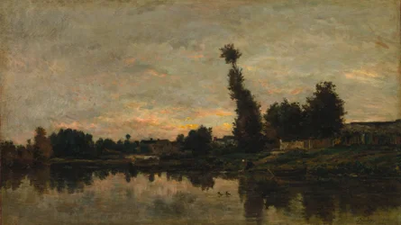 Solnedgang ved elven Oise