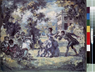 ""Scene galante"" (Amorøs scene) Maleri av Charles Guerin (1875-1939) rundt 1908 Saint Petersburg, Hermitage Museum DR