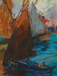 Sommerseiling (pastell på mørkt papir)