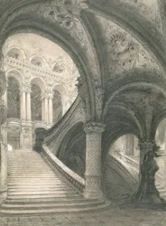 Trappen til Paris operahus (blyant og kritt på papir)