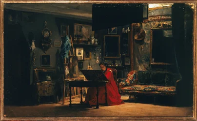 Prinsesse Mathilde (1820-1904) i hennes atelier, rue de Courcelles, rundt 1860 (olje på lerret)