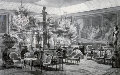 Prinsesse Mathildes vinterhage, gouache og blekktegning av Charles Giraud (1819-1892)