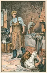 Scene fra Great Expectations av Charles Dickens, London c1870