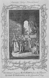 Dunstan sleper kong Edwy bort fra hans gemalinne, dronning Ethelgiva, på hans kroningsdag, 1773.