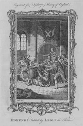 Edmund I knivstukket av røveren Leolf, 1773.