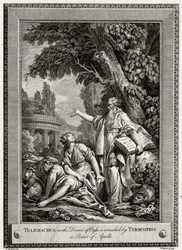 Telemachus, i Oasis-ørkenen, blir trøstet av Termosiris, en prest fra Apollo, 1774.