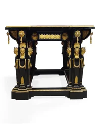 Napoleon III bord, designet av Jean Brandely, intarsia av E. Varlot, Paris, ca. 1850-75 (ormolu, forgylt kobber, ibenholt og platan)