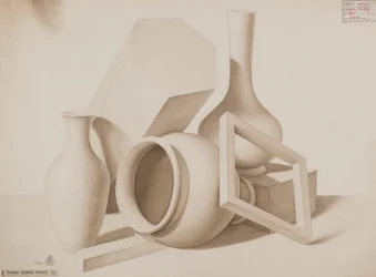 Studie [Vaser, firkantet og sekskant], ca. 1881 (vasketegning)