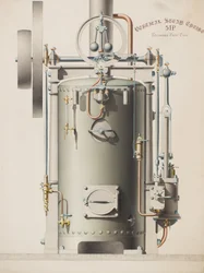 Vertikal dampmotor, 5 HK (akvarell)