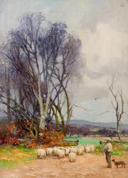 Utsikt fra Strathmartine Road, Downfield, Dundee (olje på lerret)