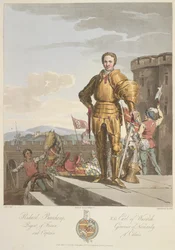 Richard Beauchamp (1381-1439) Earl of Warwick, Anno 1439, illustrasjon fra 'Kostume til de opprinnelige innbyggerne på de britiske øyer fra de tidligste periodene til det sjette århundre ...' av Sir Samuel Rush Meyrick og CH Smith, utgitt 1815 (far