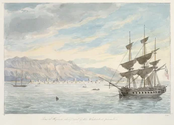 Ras el Kijma, Wakabee-piratenes viktigste havn, ca. 1800-tallet (grafitt og akvarell)