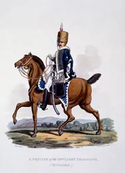 Uniform of a Private of the 18th Light Dragoons (Hussars), fra 
