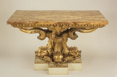 Konsollbord, tilskrevet Marsh & Tatham, ca. 1805 (tre, forgylt pakke og jaspis)