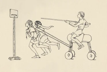 Gutter som spiller på Riding at the Quintain Romance of Alexander, ca. 1340. Bodleian, 1931
