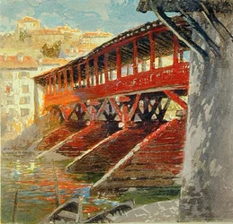 Ponte degli Alpini, Bassano del Grappa, ca. 1910 (reliefftrykk)